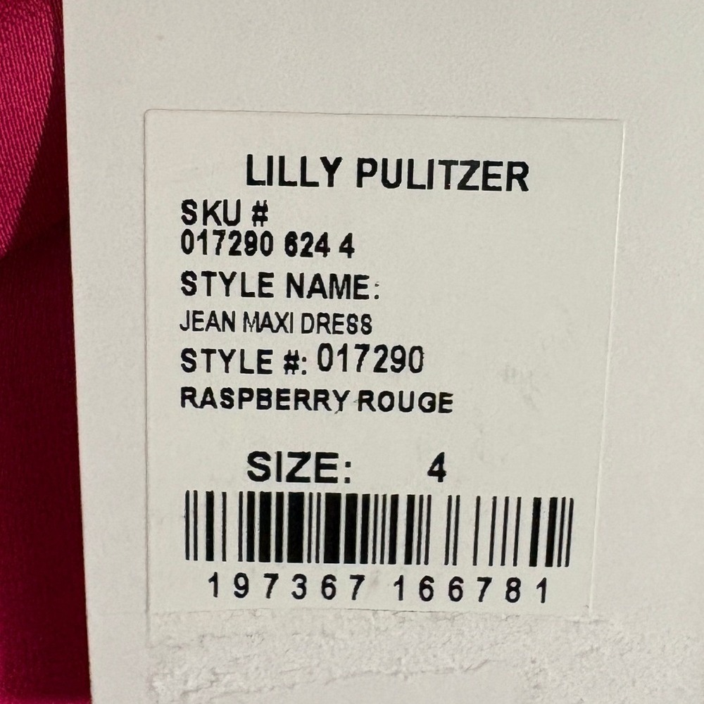 Lilly Pulitzer Jean Maxi Dress Raspberry Rouge Pink Bow 017290 Size 14 - Picture 6 of 13